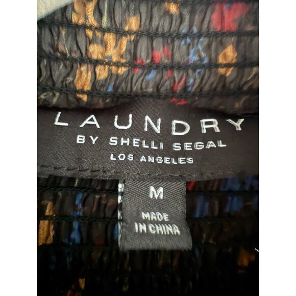 Laundry Shelli Segal Floral Smocked Print Blouse size medium - Picture 5 of 7